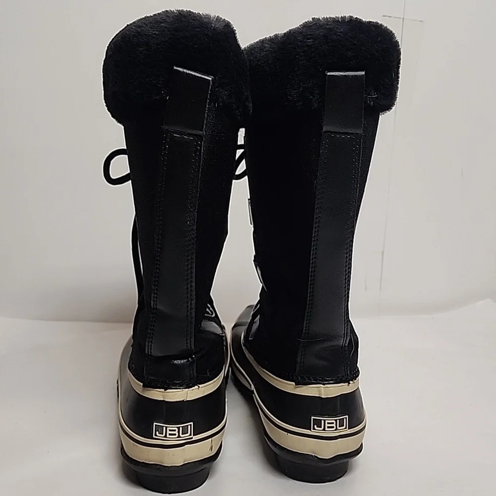 JBU Snowy Soft Faux Fur Sz 8M Women's Black Winter Boots